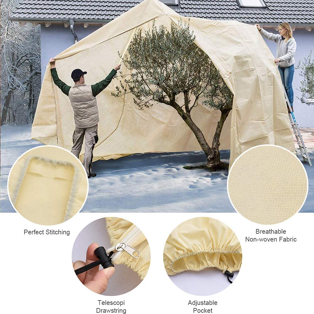 Hydrogarden Winter Plant Fleece Frost Protection Plant Protection Cover Plant Warming Jackets Blanket,Large (360x250cm) -Beige-1 Pack