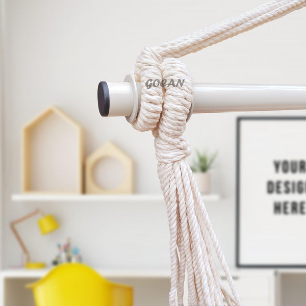 GOCAN Hammock Chair Large Hammock Swing,110 X 150cm load 350lbs,Cotton Hanging Chair Steel Spreader Bar Wide Seat Swing Chair(Beige)