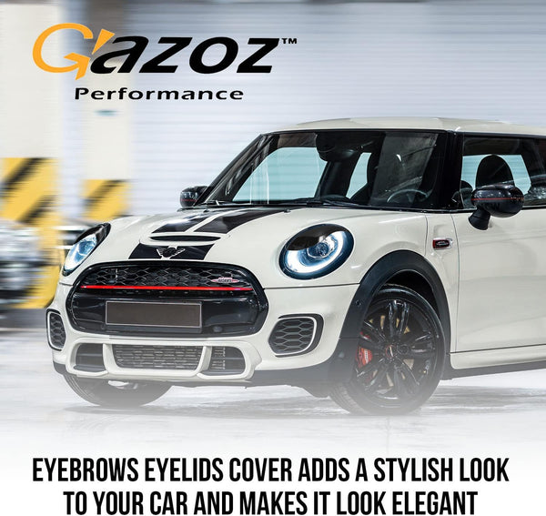Gazoz Performance Aggressive Headlights Eyebrows Eyelids Cover - Headlamp Eyebrow Eyelid Decoration - Gloss Black ABS Headlight Cover for 14-21 F55 F56 F57