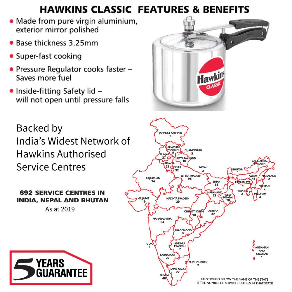 Hawkins HACL3T New Classic Cooker 3 L / 3.15 Quart Tall, Small, Silver