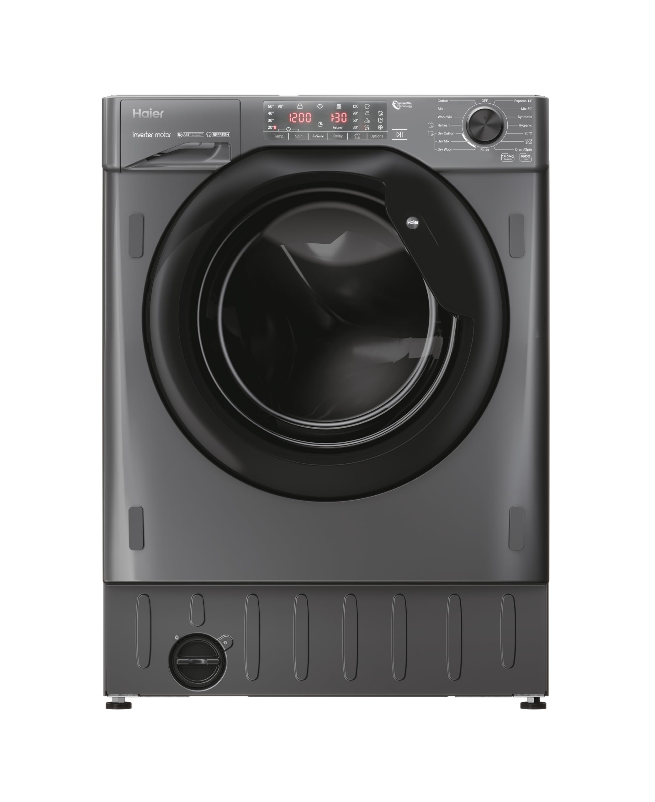 Haier HWQ90B416FWB-UK 9kg Integrated Washing Machine, A Rated, White & Black