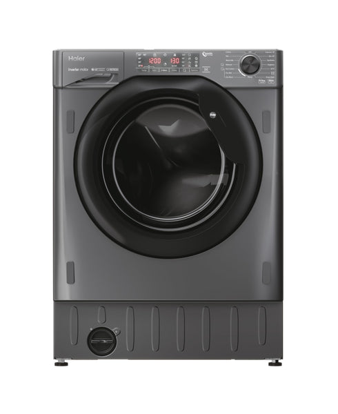 Haier HWQ90B416FWB-UK 9kg Integrated Washing Machine, A Rated, White & Black