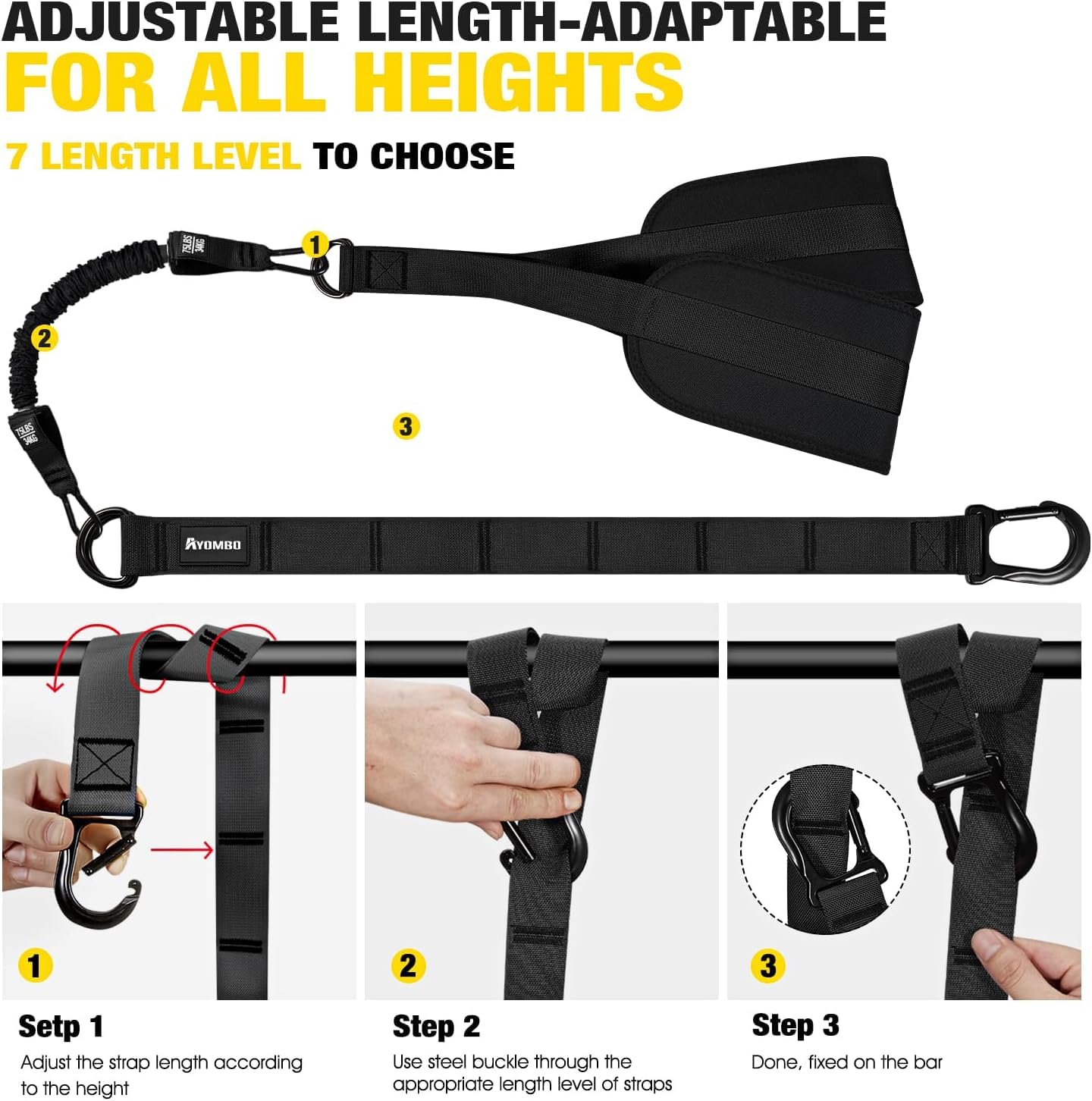 Ayombo Pull Up Assistance Bands, Adjustable Resistance Bands for Pull Up Bar, Heavy Duty Pull Up Assist Workout Equipment with 4 Assistance Bands, Home Gym Strength Training, Exercise Best Partner