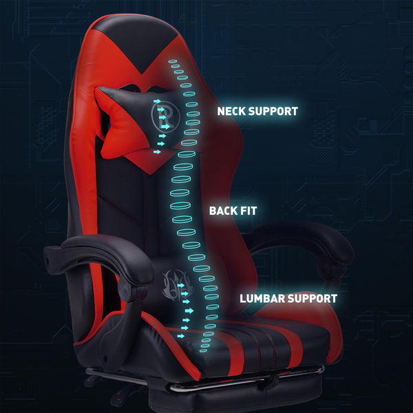 Play haha.Ergonomic reclining seat with footrest adjustable headrest and lumbar cushion high back support padded armrests PU leather finish for gaming home or office use