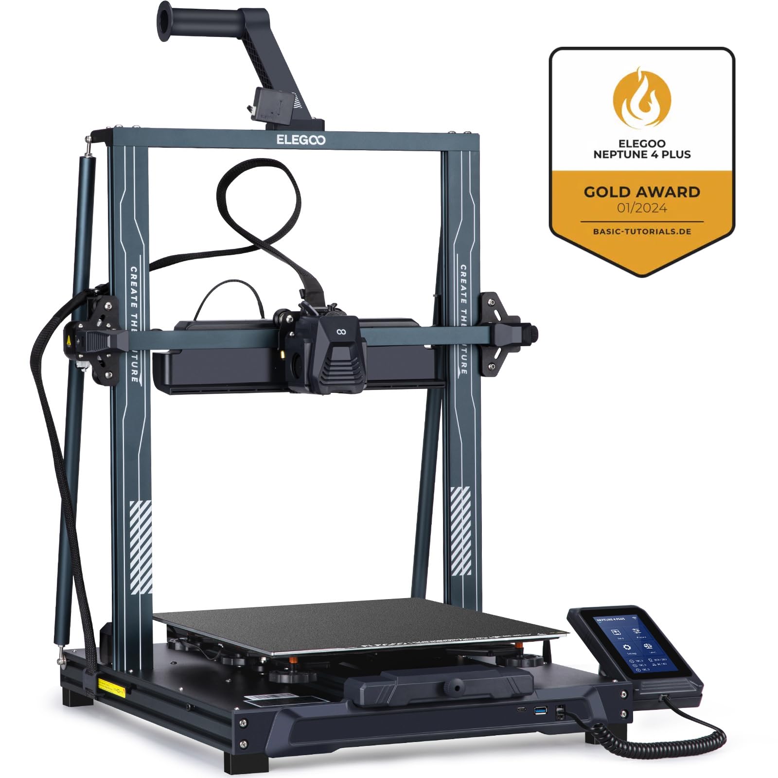 ELEGOO Neptune 4 3D Printer, 500mm/s High-Speed Fast FDM Printer with Klipper Firmware, Auto Leveling and Direct Extruder, Easy Assembly for Beginners, 225x225x265mm Printing Size