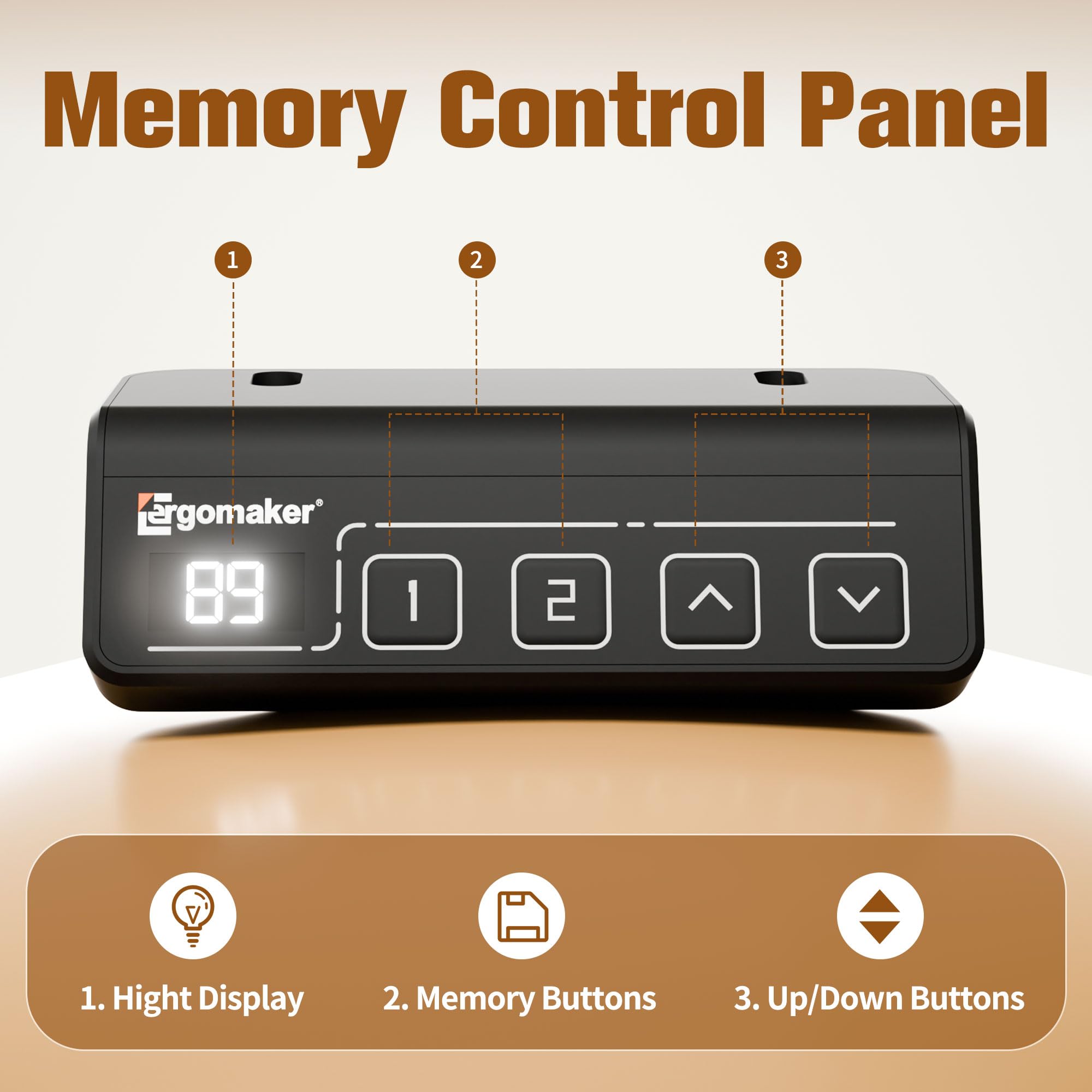 ERGOMAKER Electric Height Adjustable Standing Desk 80x60cm (31.5"x23.6"), Sit Stand Desk with Splicing Top for Home Office (Black Frame + Black Desktop)