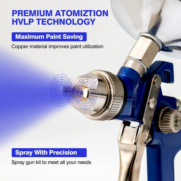 COSTWAY HVLP Air Spray Gun Set with 1.0mm 1.4mm 1.7mm Nozzle, 3pcs Auto Gravity Feed Spray Gun with Air Regulator & 100CC/1000CC Aluminum Cup, Automotive Paint Spray Guns for Car Furniture Primer