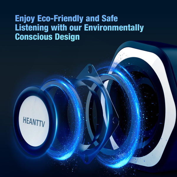 HEANTTV Computer Speaker, PC Speakers for Desktop Monitors, 2.0 Stereo Volume Control with LED Light, USB Powered & 3.5 mm jack, Perfect Multimedia Speakers for Monitors, Computer, Laptop,Smartphones