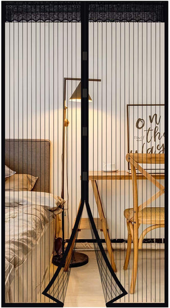 EXTSUD Magnetic Fly Screen Door Keep Insects Out Mosquito Door Screen Easy to Install without Drilling Top-to-Bottom Seal Automatically for Balcony Sliding Living Room Children's Room, 90x210 cm