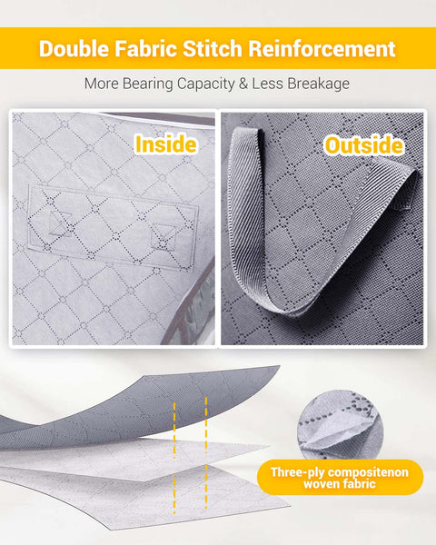 KALAHOL 90L Large Capacity Clothes Storage Bags with Zips, Storage Boxes with Lids, Reinforced Handle, Foldable, Thick Fabric, for Comforters, Clothes, Blankets, Bedding, 4 Pack, Dark Grey