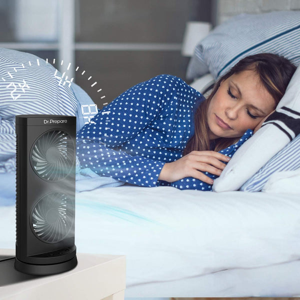 Dr. Prepare Tower Fan Oscillating, Portable Desk Fan with 3-Speed Options, 110° Oscillation, 3 Timers, Personal Quiet Table Fan for Home Office Desktop Bedroom, UK 3-Pin Plug