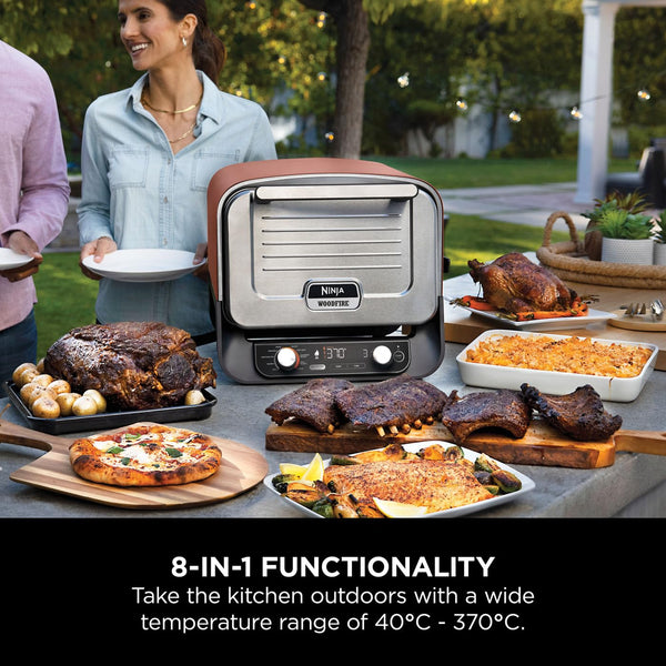 Ninja Artisan Electric Outdoor Pizza Oven & Air Fryer, 4 Functions: Pizza, Air Fry, Bake & Prove, 5 Pizza Settings, Includes 12-inch Pizza Stone, Pizza Peel, Baking Tray & Air Fry Basket, Grey MO201UK