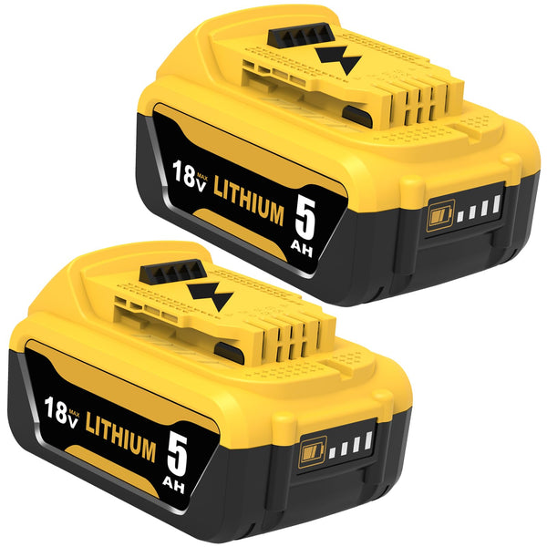 2X 5000mAh Replacement for dewalt battery 18V for dewalt battery DCB184 DCB180 DCB181 DCB182 DCB200 DCB201 DCB204 with LED Indicator