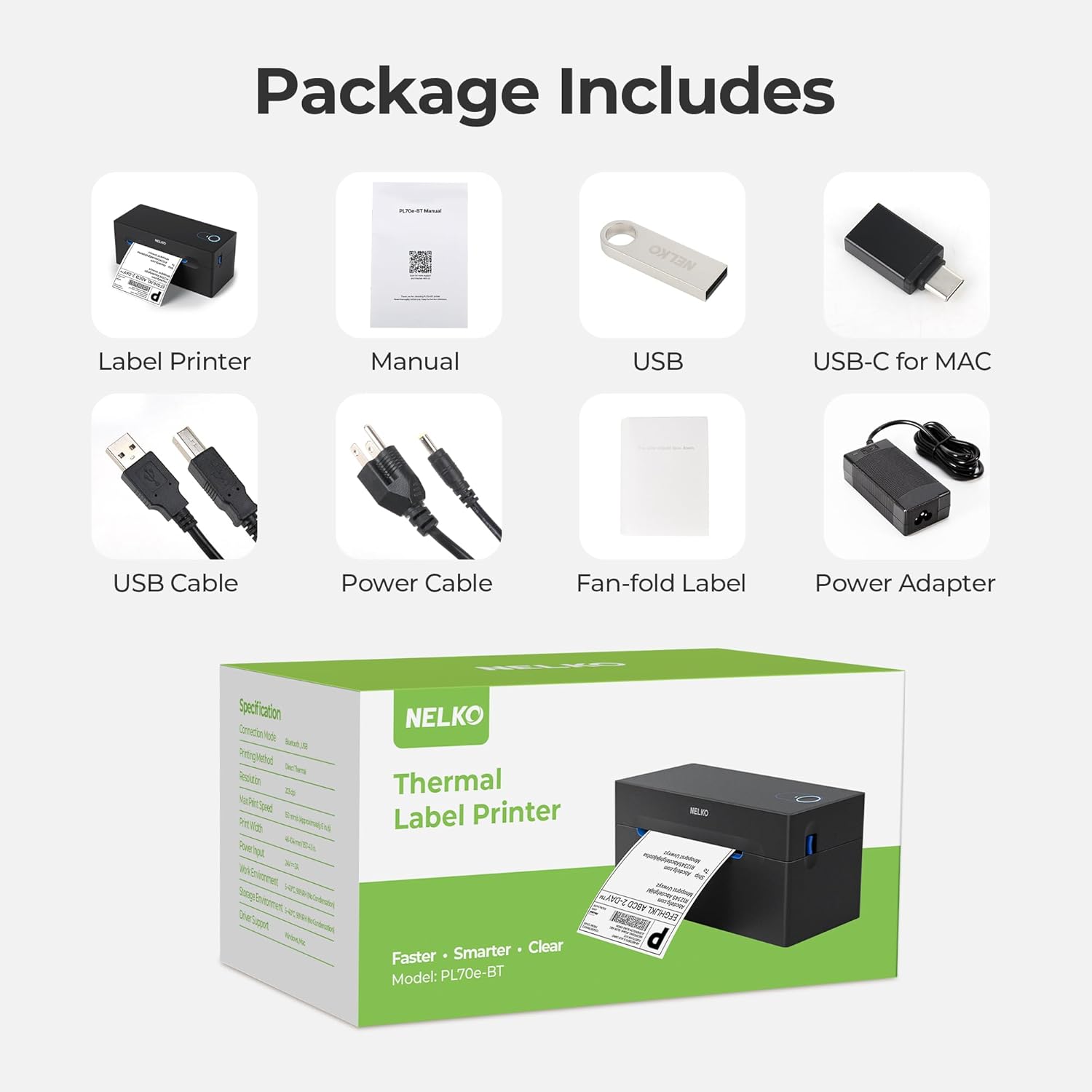 Nelko Bluetooth Thermal Label Printer, Wireless 4x6 Shipping Label Printer for Small Business, Support Android, iPhone and Windows, Widely Used for Amazon, Ebay, Shopify, Etsy, USPS 1 pack