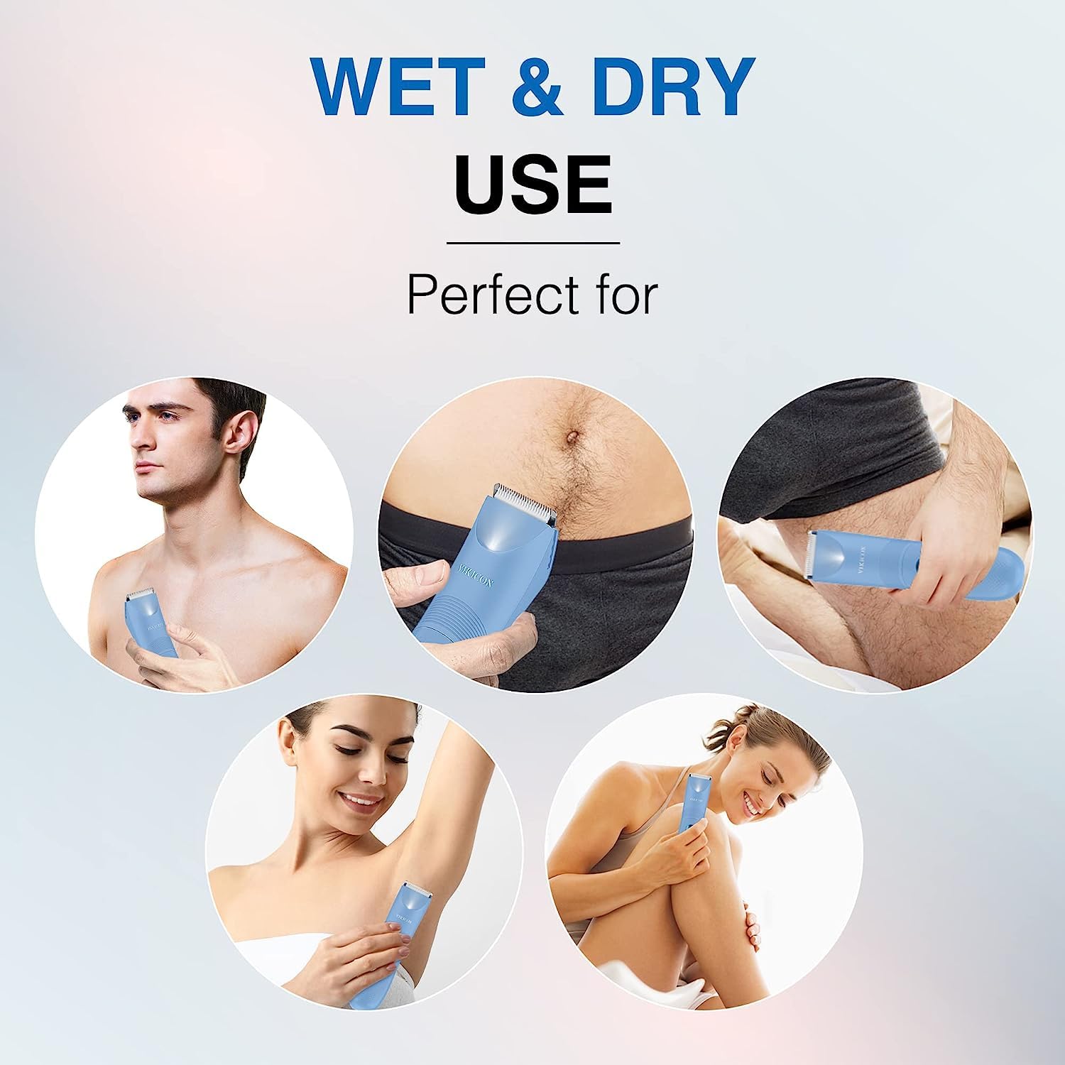 Manscape Trimmer for Men, VIKICON Pubic/Body Hair Trimmer, Electric Ball Trimmer for Private Parts, IPX7 Waterproof Body Goomer Shavers, USB-C Charging, Gifts for Men, New HT871