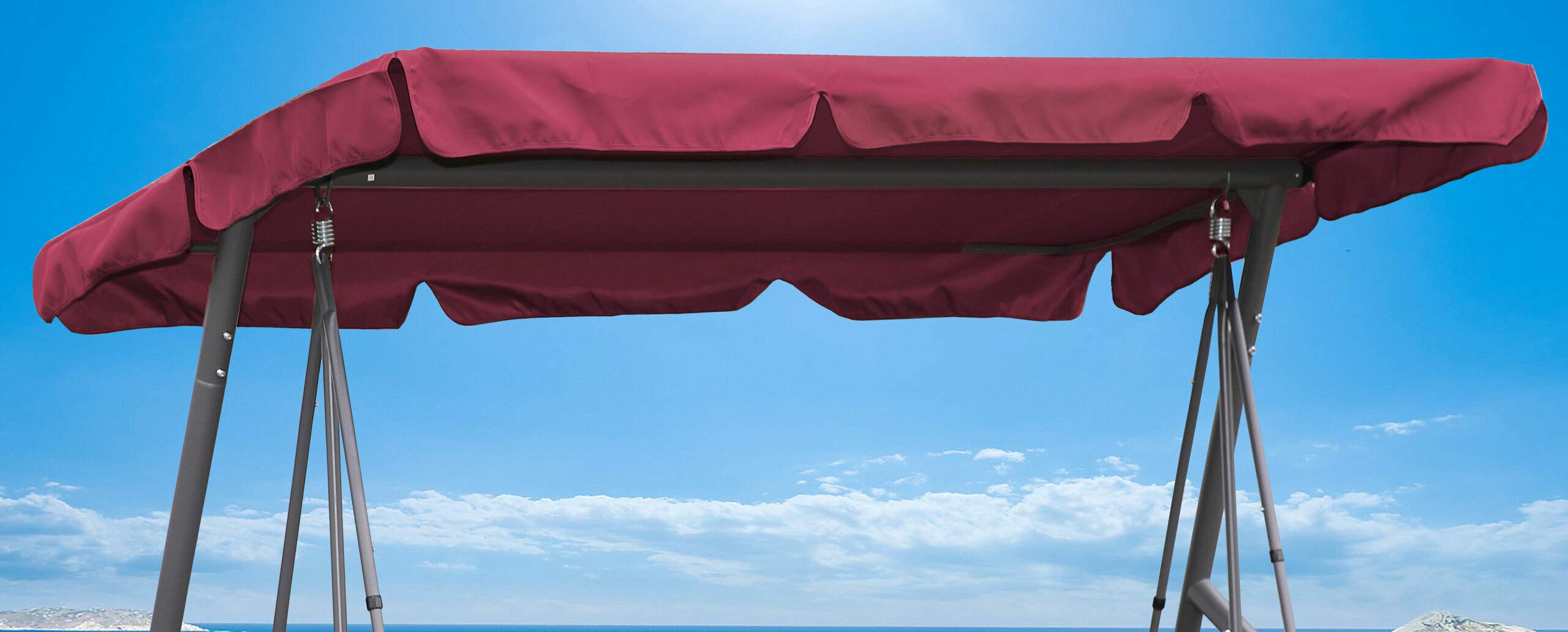 Quick-Star Replacement Roof Universal 3 Seater Swing Bordeaux Replacement Cover Sun Canopy Swing Roof