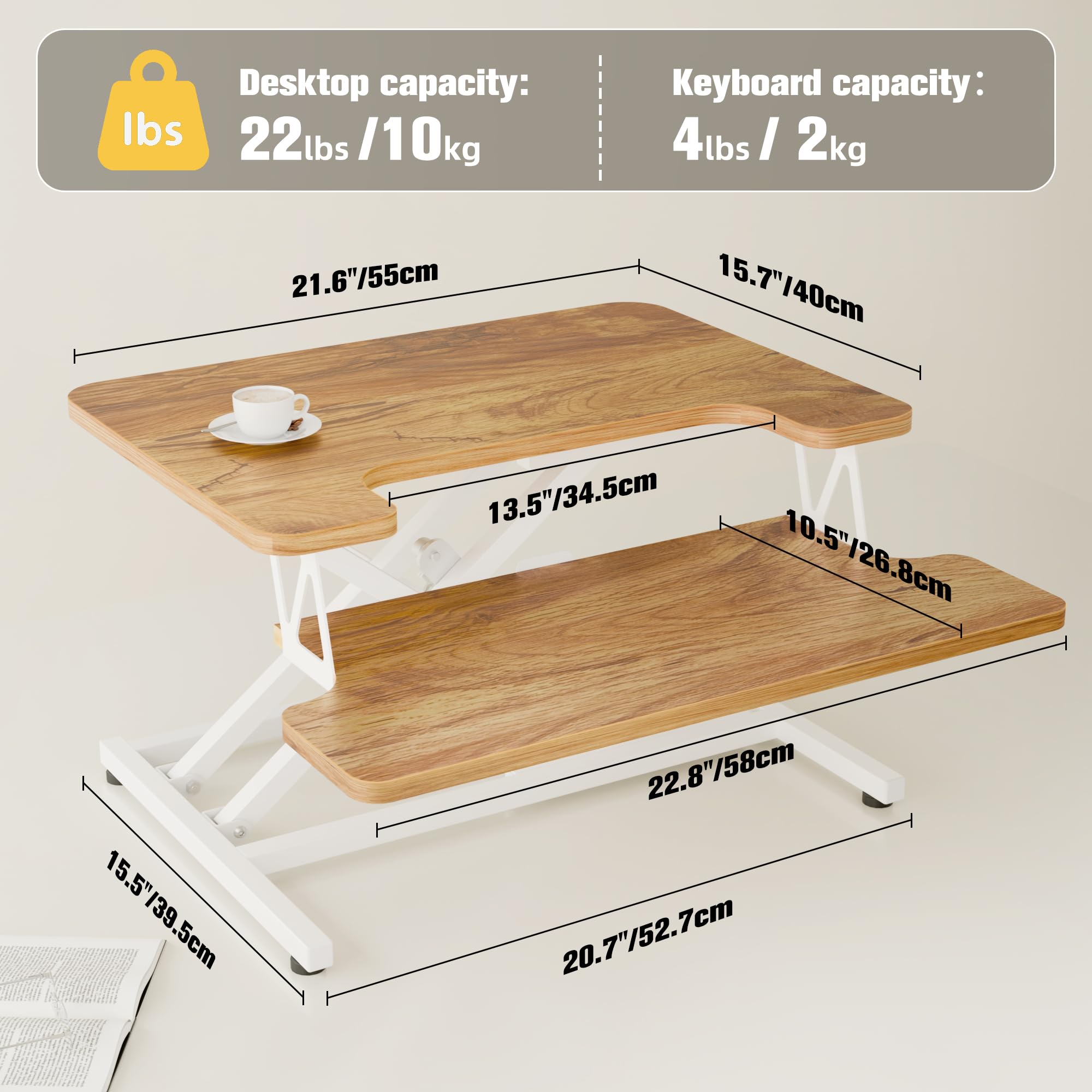 ERGOMAKER Standing Desk Converter, 36"/91cm Wide Height Adjustable Quick Sit to Stand Up Desk Riser for Dual Monitor