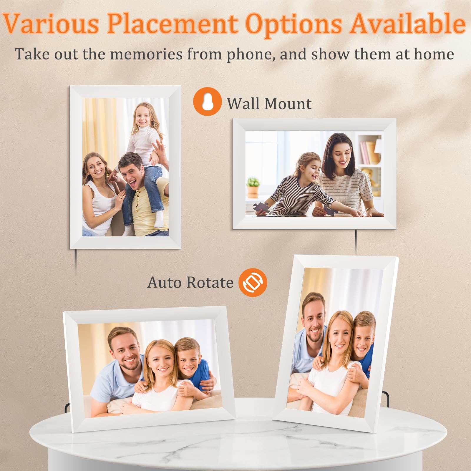 Hesmor 15.6 Inch Digital Photo Frame WiFi Frameo Picture Frame, 1920x1080 FHD IPS Touchscreen, 32GB Auto Rotate, Electronic Photo Frames Share Photos/Videos Anywhere