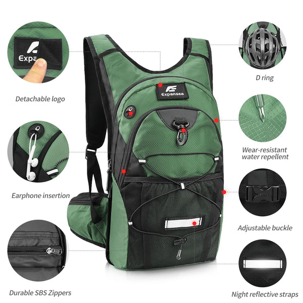 Expansea Hydration Backpack, Lightweight Insulation Hydration Pack with 3L Water Bladder, Waterproof and Breathable Large Capacity Outdoor Sport