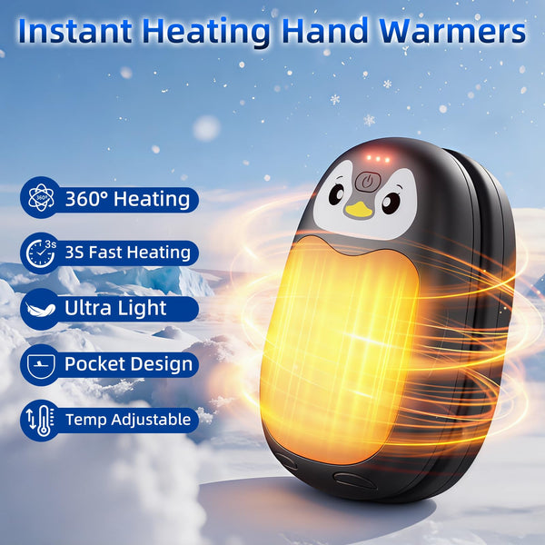 Hand Warmers Rechargeable, 8000mAh Electric Handwarmers, 2 pack Pocket HandWarmer, 3 Levels Heating, Portable for Pocket, Gloves, Golf Skiing Camping, Tech Gifts for Men Women, Black