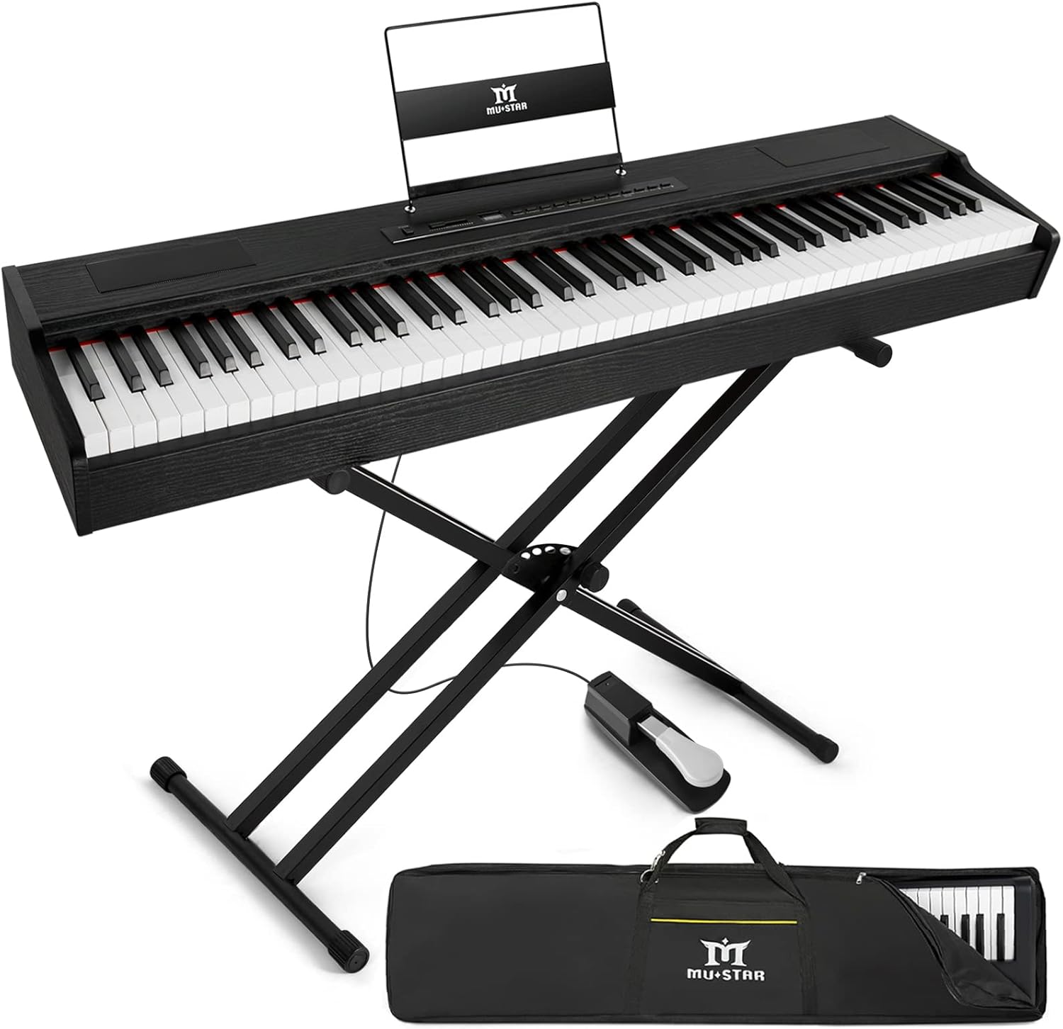 MUSTAR Digital Piano 88 Weighted Keys Hammer Action, Full Size 88 Key Piano Keyboard Weighted, Electric Keyboard Piano with Bluetooth Connection, Portable Case, Sustain Pedal, White