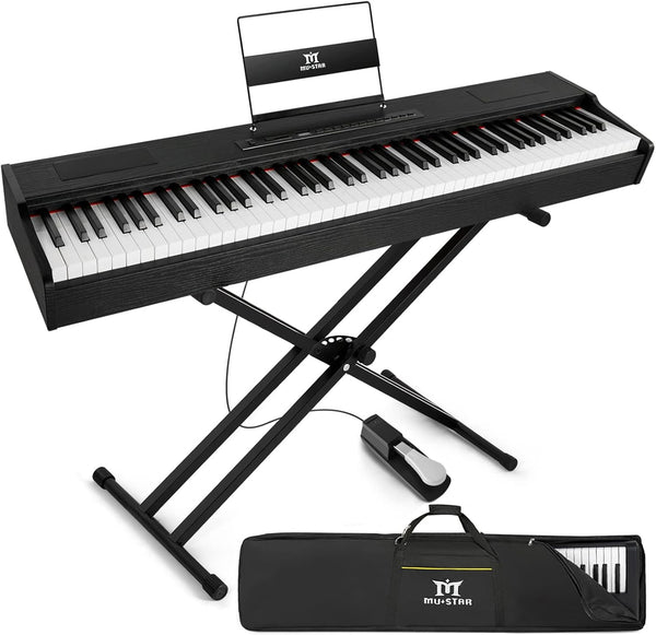 MUSTAR Digital Piano 88 Weighted Keys Hammer Action, Full Size 88 Key Piano Keyboard Weighted, Electric Keyboard Piano with Bluetooth Connection, Portable Case, Sustain Pedal, White
