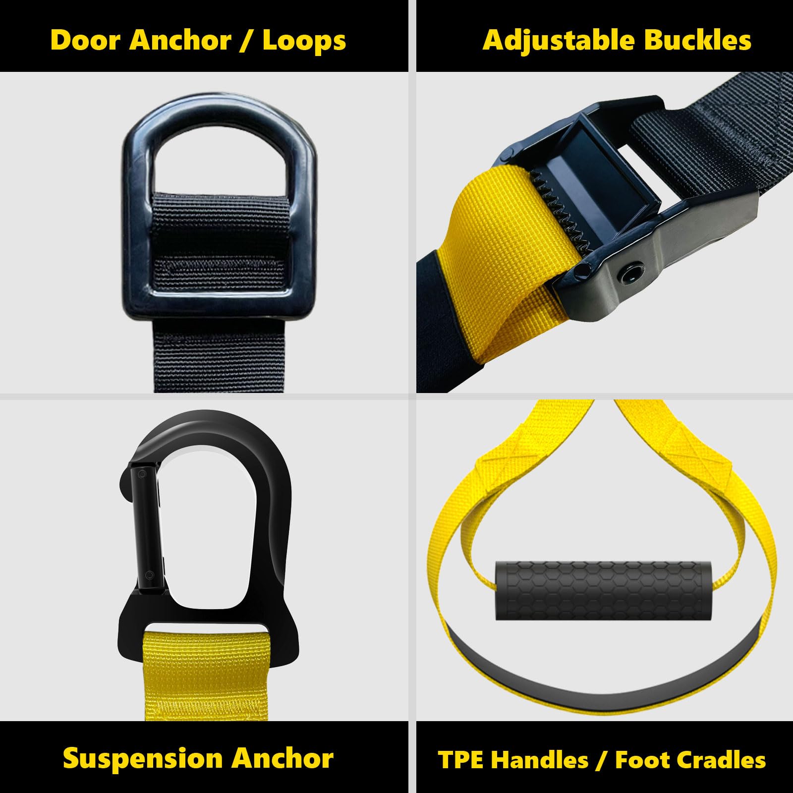 FITKIT Bodyweight Fitness Training Kit, Home Resistance Trainer Straps for Total Body Workouts (Yellow)