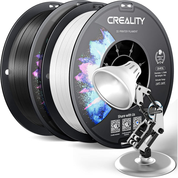 Creality CR-PETG PLA Filament 1.75mm 3D Printing Filament 4 KG, Excellent Toughness High Precision, Odorless Non-Toxic Moistureproof, 1kg(2.2lbs) Glossy for 3D Printer (Black+White+Red+Blue)*1KG