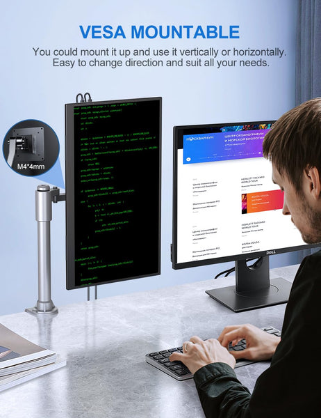 UPERFECT Portable Monitor 18.5 Inch 120Hz，Portable Gaming Monitor 1080P FHD 100% sRGB Matte Screen, IPS HDR FreeSync Speaker HDMI USB C Monitor, VESA & Smart Cover