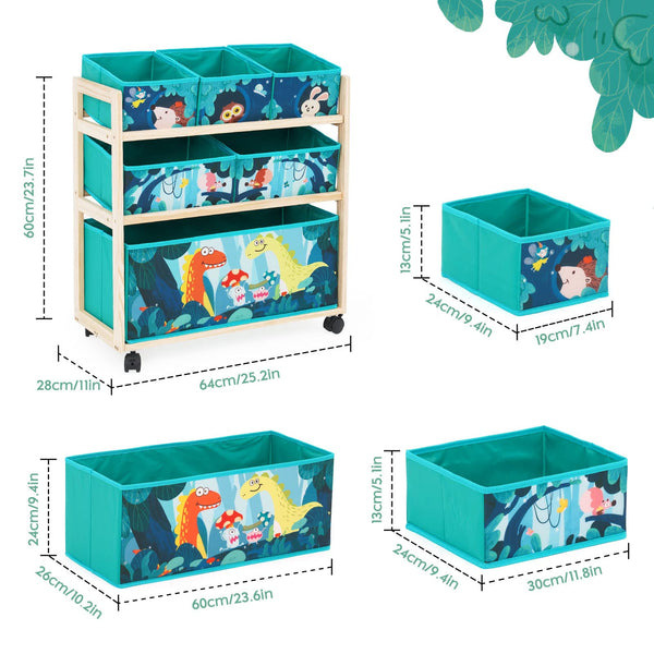 HOMCENT Kids Toy Storage Organizer with Wheels, Utility Rolling Cart with Large Storage Capacity for Bedroom, Toy Room, Playroom - Hold Toys, Books,