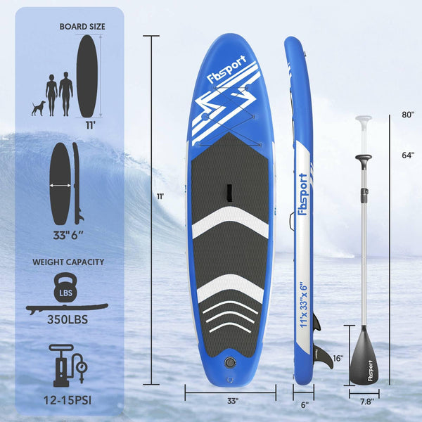 FBSPORT Inflatable Stand Up Paddle Boards,SUP Board,6" Thick Stand Up Paddle Boarding,Paddling Board for Youth & Adult,Surfboard,SUP with Adjustable Paddle/Backpack/Pump/Removable Fin