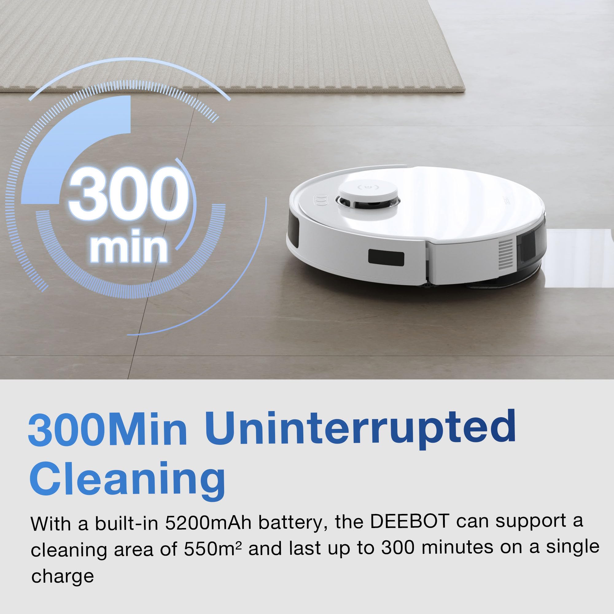 ECOVACS DEEBOT N20 PLUS Robot Vacuum Cleaner with Mop, 8000Pa Suction, ZeroTangle Technology, Bagless PureCyclone Self Empty Station, 300 Minutes Runtime