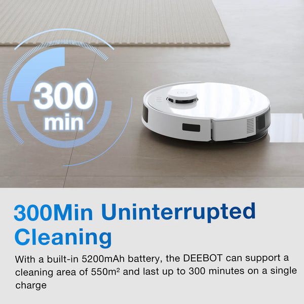 ECOVACS DEEBOT N20 PLUS Robot Vacuum Cleaner with Mop, 8000Pa Suction, ZeroTangle Technology, Bagless PureCyclone Self Empty Station, 300 Minutes Runtime