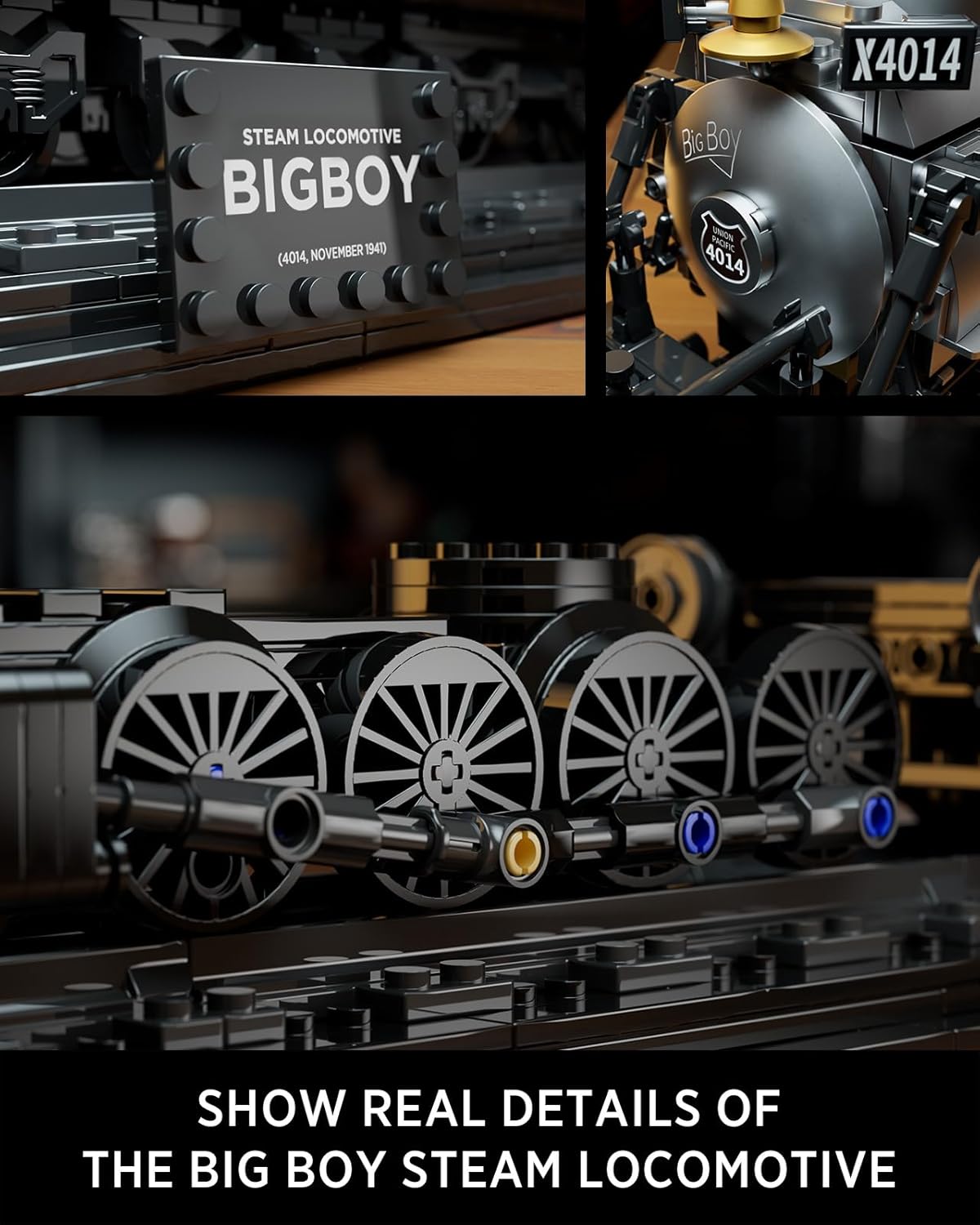 Train The Big Boy Locomotive, Steam Locomotive Building Block Set for Adults, Legendary Steam Train Display Kit for Gift Giving (1818 Pieces)