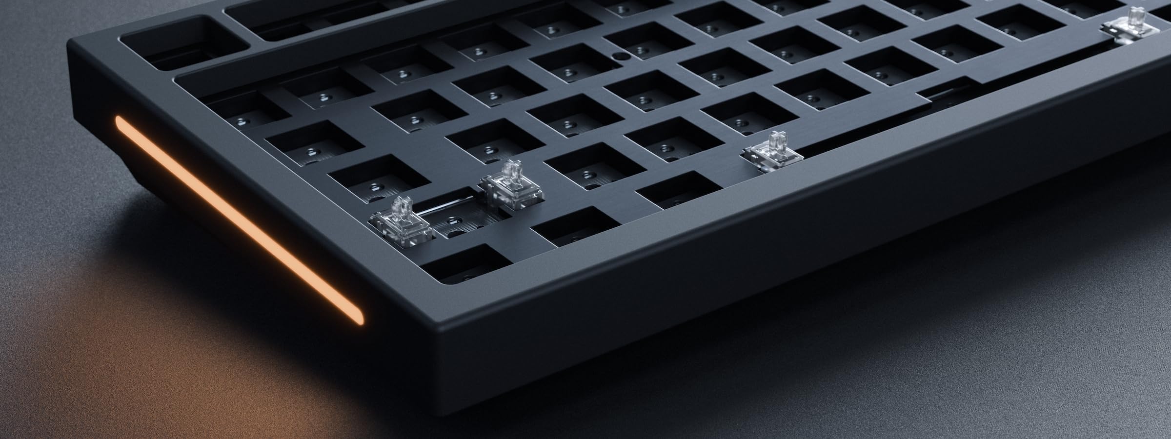 Glorious Gaming GMMK PRO 75% Barebones (Frame Only) - Modular Mechanical Gaming Keyboard, TKL Size (75%), 1.5kg Frame, RGB, Customisable, 5-Pin Switch Support, International/ISO Layout - Black Slate