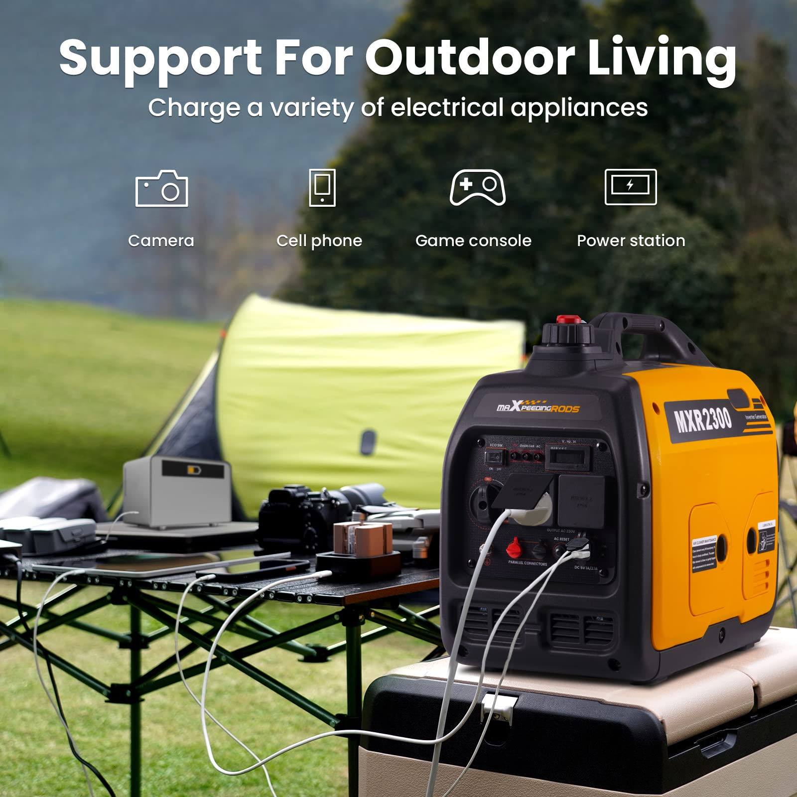 maXpeedingrods 5500W Portable Inverter Generator Petrol Silent Pure Sine Wave Generator for Camping, RV Travel,Home,or Jobsites