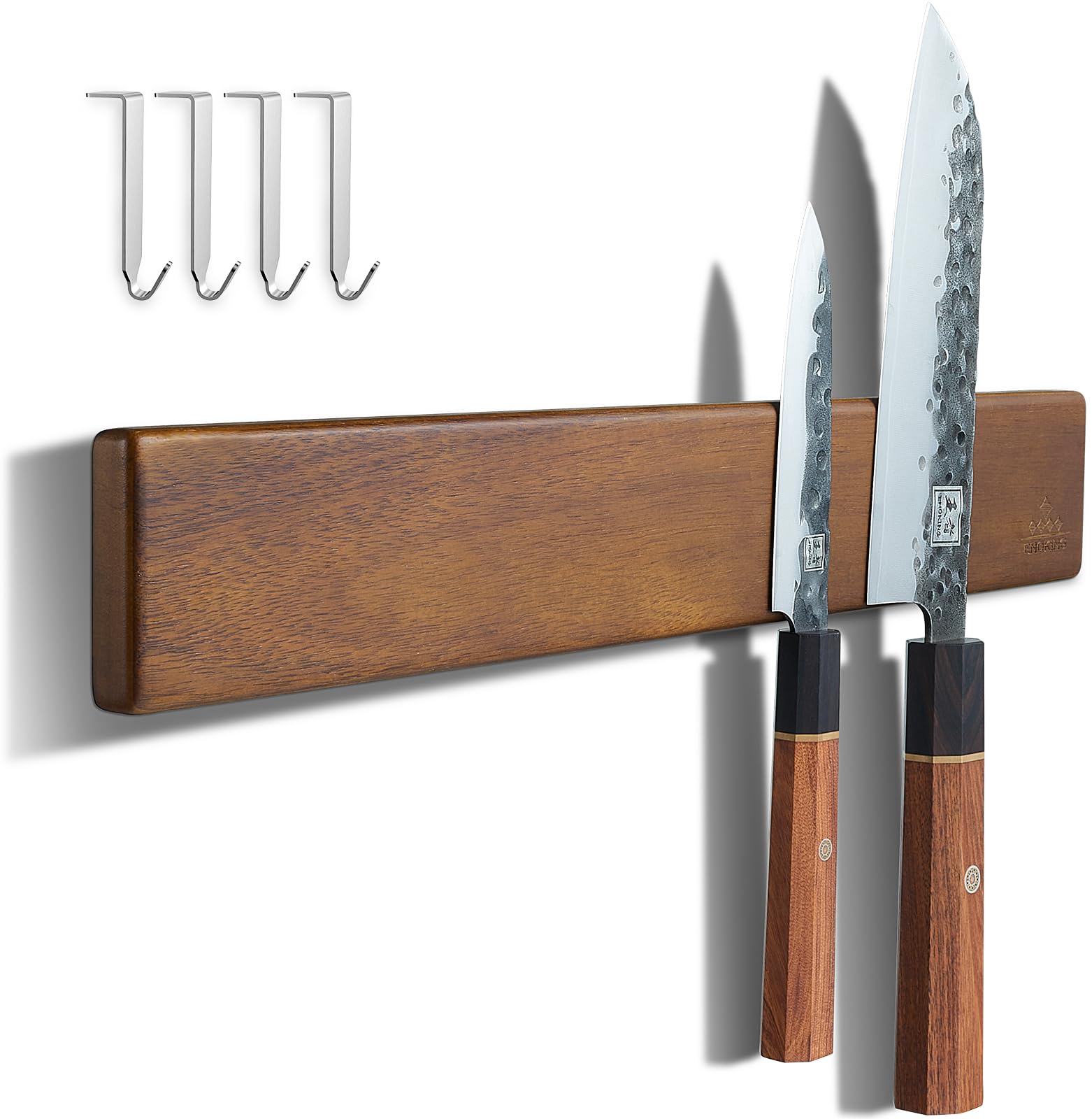 ENOKING Magnetic Knife Holder for Wall, Knife Magnetic Strip No Drilling 40 cm, Powerful Magnetic Kitchen Knife Holder, Acacia Wood Wall Knife Holder