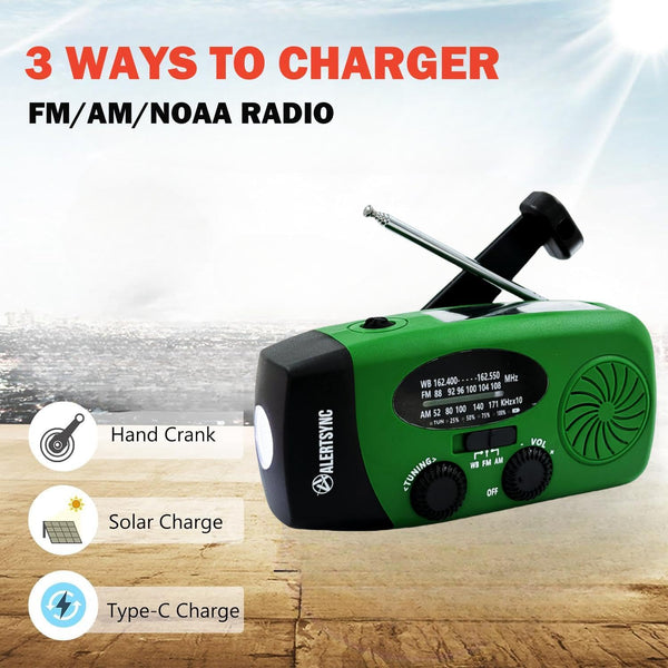 iRonsnow Solar Emergency Hand Crank Weather Radio, Portable Self Powered NOAA AM/FM Radios with SOS Alarm LED Flashlight 2000mAh Smart Phone USB Charger for Camping (Red)