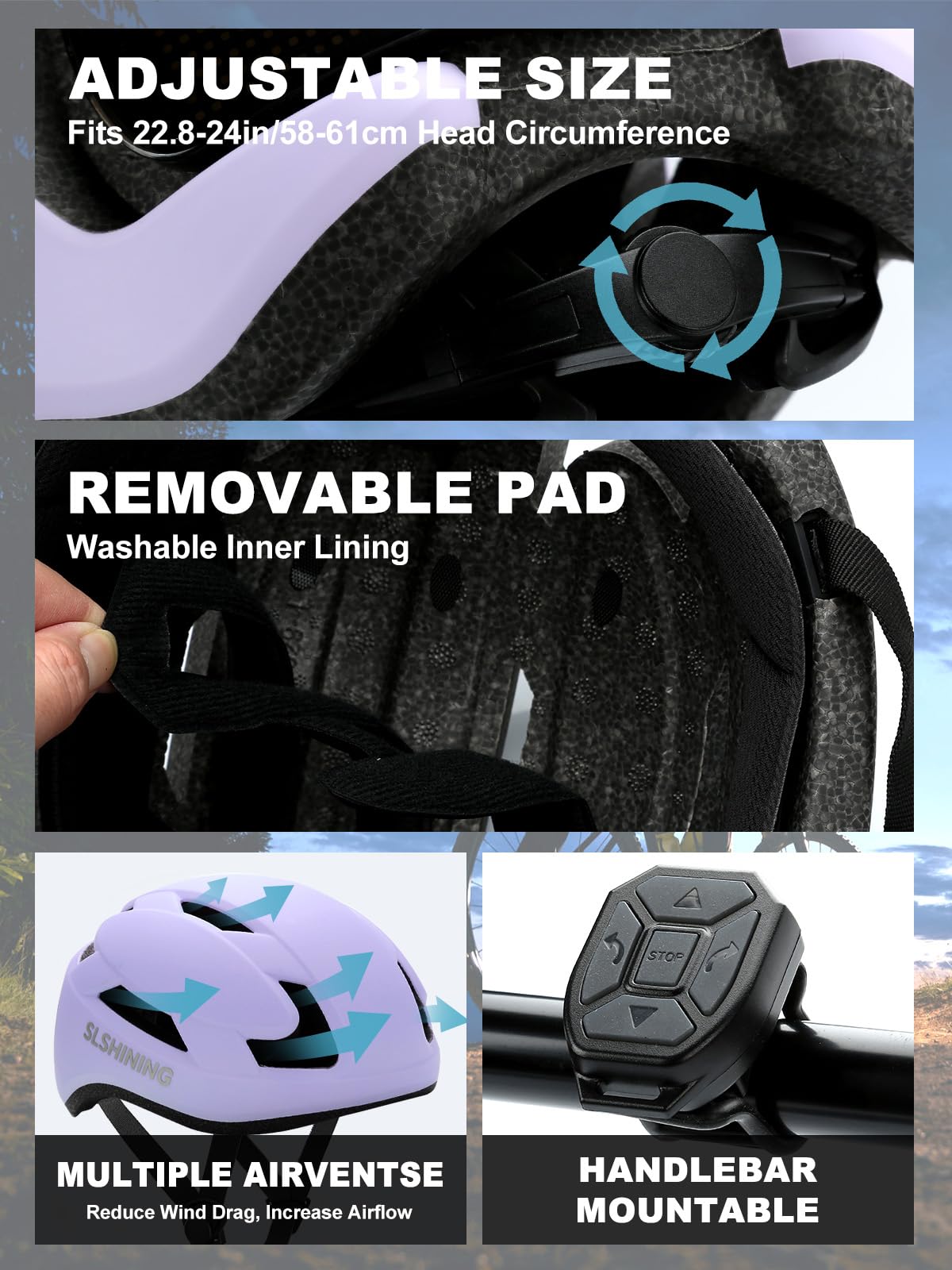 TMEOIIPY Smart App Program Bike Helmet, Back LED Lights Display with USB Rechargeable, Road Bicycle Helmets for Adults: Men, Women, with Turn Signals Remote Control