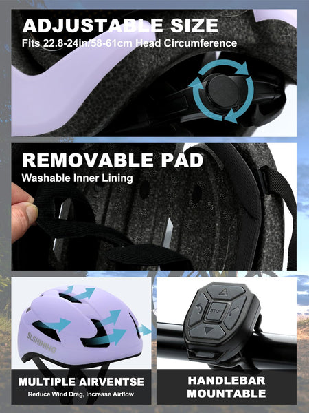 TMEOIIPY Smart App Program Bike Helmet, Back LED Lights Display with USB Rechargeable, Road Bicycle Helmets for Adults: Men, Women, with Turn Signals Remote Control