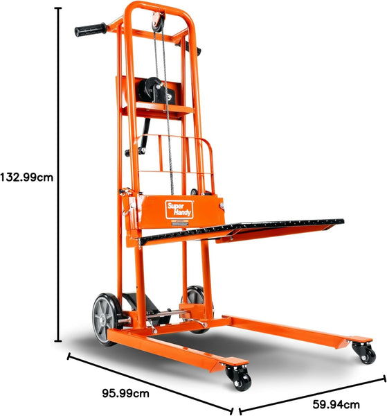 SuperHandy Hardware Lift Winch Stacker, Pallet Truck Cart, Lift Table, Fork Lift, Max Lift 150kg, 40" with 8" Wheels, Swivel Casters