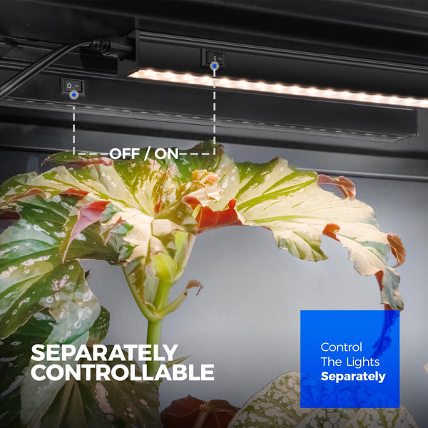 Barrina T5 1FT Grow Lights for Indoor Plants, Yellow Full Spectrum Plant Growing Lamps, 30W(6 x 5W), Magnetic Black Cover LED Grow Light Strip with