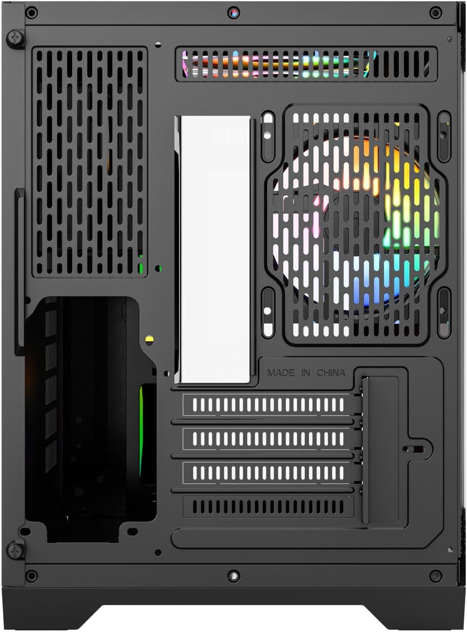 IONZ APEX Vision - PC Gaming Case, M/ATX Mini Tower, Dual Chamber with 6 ARGB PWM Fans - LCD Screen | Supports 240 mm AIO, White