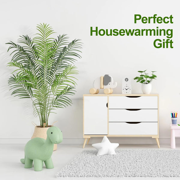 Keeplush 170CM Artificial Palm Tree Indoor Plant Tall Fake Tropical Paradise Palm Tree in Pot with Real Bark Design Faux Areca Palm Tree for Home