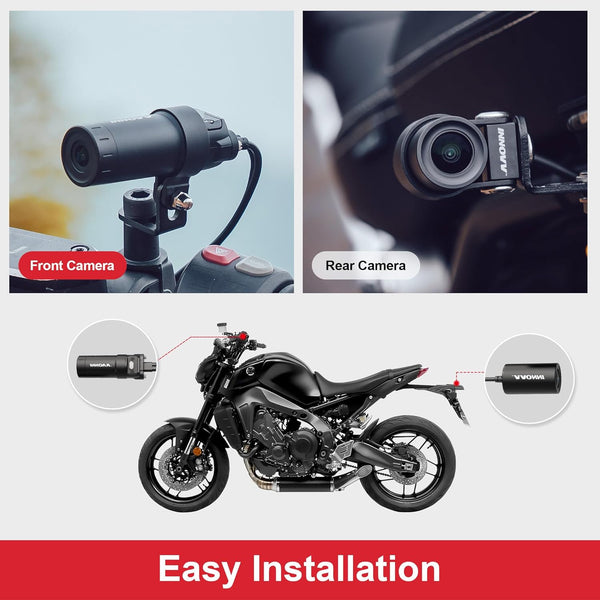 INNOVV K6 Motorcycle Dash Cam Dual Channel QHD 2K+1080P, IP67 Waterproof Mini Motocam with Wi-Fi, 120°Golden Angel, G-Sensor Detection, Support 256GB(SD Card not Included)