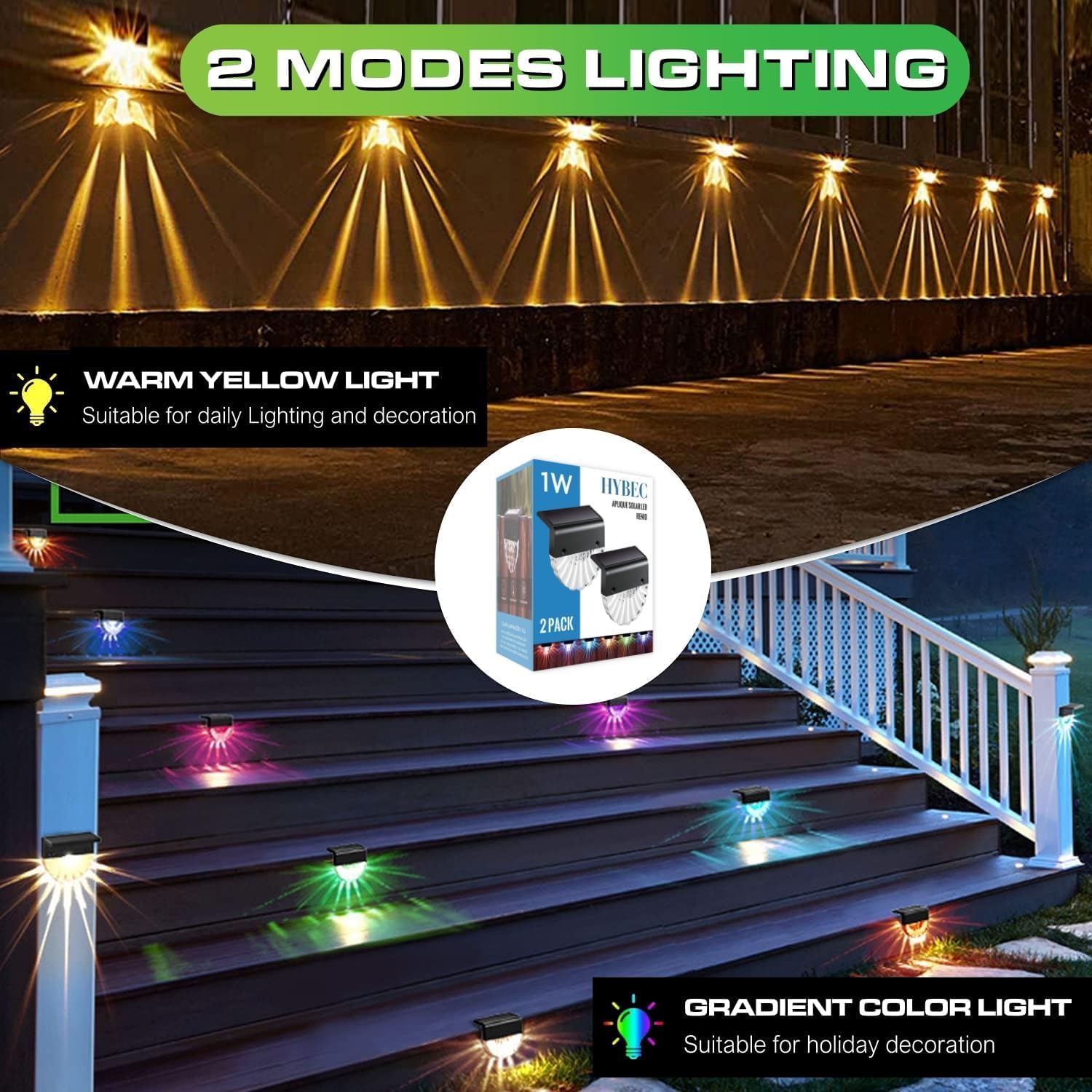 HYBEC - Outdoor Solar Stair Light, Solar Stair Light, Solar Stair Light, Solar Stair Light, Outdoor Solar Light for Stairs, Outdoor Stair Solar Light