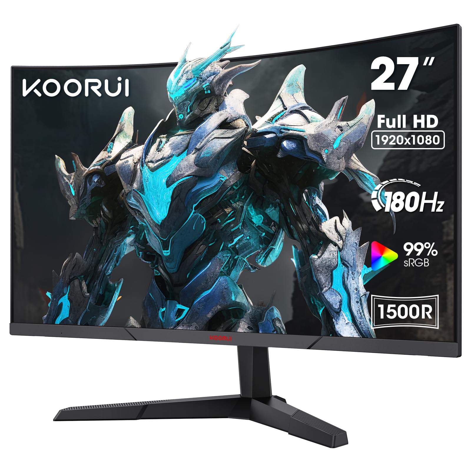 KOORUI 34 Inch Ultrawide Curved Gaming Monitor, 165Hz, WQHD 1440P, 1000R, MPRT 1MS, HDR 400, 2x HDMI 2.0, 1x DisplayPort 1.4, AdaptiveSync, Tilt/Height Adjustable, Black