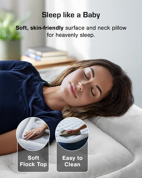 Active Era Premium Single Inflatable Mattress | Airbed for Home with Built-In Pump | 3 Min Self Inflating Blow Up Bed | Flocked Surface & Puncture Resistant Air Bed for Guests & Camping 187x99x53cm