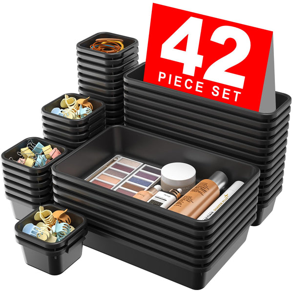 A-LUGEI【𝟲𝟵𝗣𝗰𝘀】【𝟱 𝗦𝗶𝘇𝗲】 Tool Box Organiser Tray Divider Set, 【Black】 Desk Drawer Organiser, Garage Organisation and Storage Toolbox Accessories Rolling Tool Chest Cart Cabinet Workbench