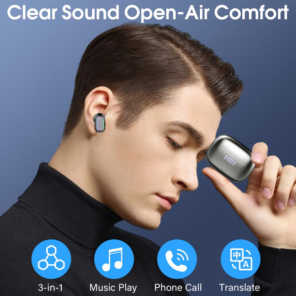 AI Language Translation Earbuds, 3-in-1 Bluetooth 5.4 Translator Headphones with 164 Real Time Languages, 40H Ear Buds with Mic and AI APP, 7 Translation Modes Ideal for Business Learning, Black